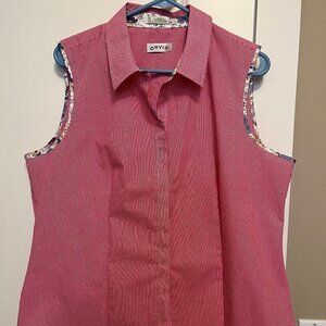 ORVIS Red/White Checked Sleeveless Collared Top Size XL
